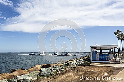 Redcliffe â€“ Inflatable Water Park Editorial Stock Photo